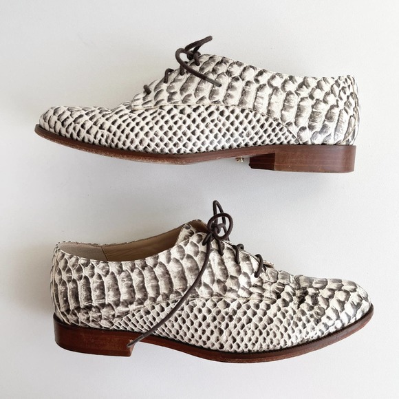 Diane Von Furstenberg Ziggy Boa Snake Print Oxford Loafers Size 8 - Picture 3 of 7